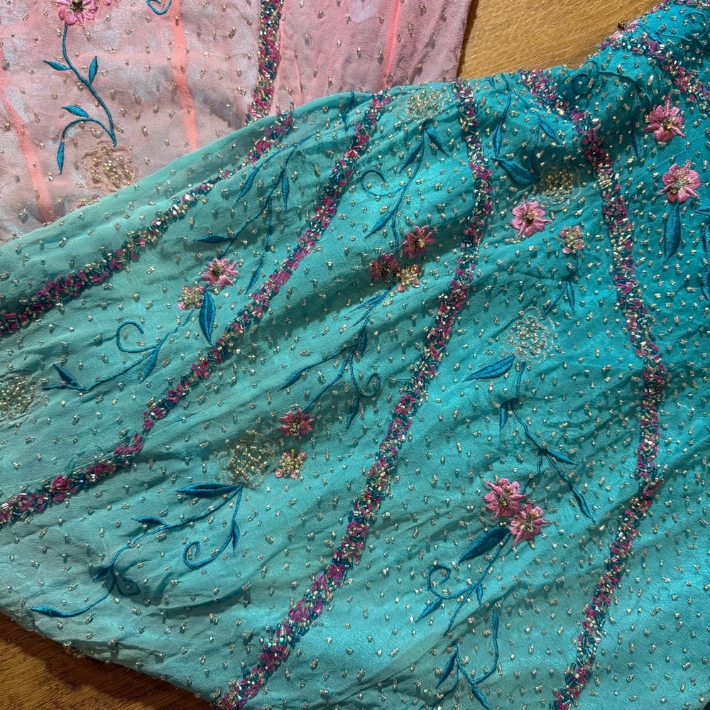 Vintage Y2K 100% Silk Beaded Dress Vintage Beaded Dress Silk Dairy Ombré Rainbow - Picture 4 of 17